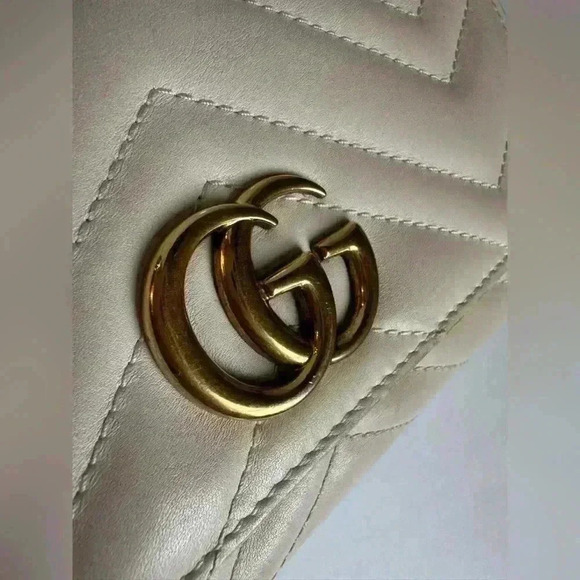 Authentic GUCCI MARMOT WALLET-CROSSBODY MINI BAG IVORY - Picture 12 of 16